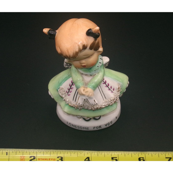 Vintage Ucagco Girl Green Dress “Lonsome for You" Valentine Figurine Japan RARE - Picture 14 of 14